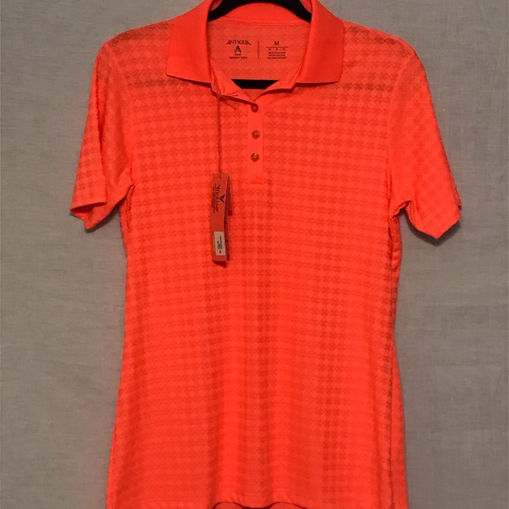 Antigua Bright Orange Gem Performance Golf Polo